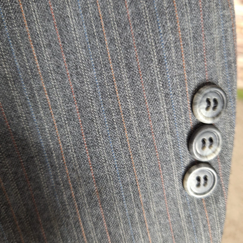 Cricketeer 2 Piece Suit Mens 42L 36X32 Gray Multicolor Stripe Vintage - Image 4 of 4