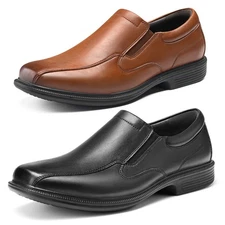 HEEZ Men's Dress Shoes Square Toe Loafers Slip On Wedding Formal Business Shoes