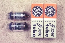 2, NEW, GE 5751, 5 star, triple mica, black plate, match date pr, 12AX7/ECC83 eq