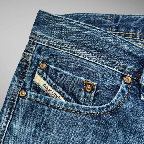 Diesel Jeans Mens 27x36 Blue Denim Larkee Straight Leg Faded Whiskered Distress - Picture 8 of 16