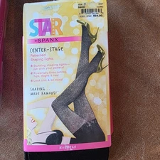 Spanx Backdrop Black Patterned Shaping Tights Nouveau Sz C Med to Lrg Brand NEW