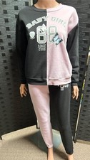 Women's/Teens Small Black/Pink Fleece Pull On Fleece Tracksuit/Lounge Wear