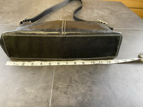 VTG Coach Black Leather Crossbody Purse with White Stitching & Sliver Hardware - Picture 9 of 15