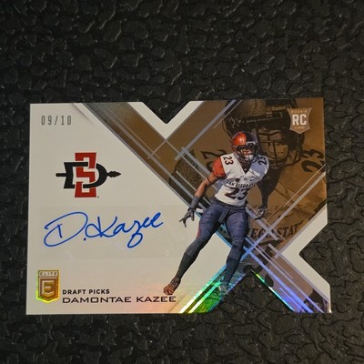 2017 Elite Draft Picks Damontae Kazee Die-Cut Gold /10 RC Auto