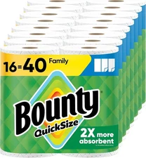 Bounty Paper Towels Quick Size, White, 16 107 sheet (Pack of 16), White 