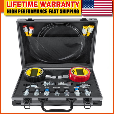 #ad 70M Digital Hydraulic Pressure Test Kit 2 Gauge 11 Coupling 2 Hose for Excavator $218.99