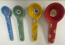 Cute Glass Measuring Spoons Set Colorful Flow...