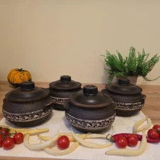 Baking Clay pot Stoneware Cookware Ceramic Soup Bowl Dishes set of 4