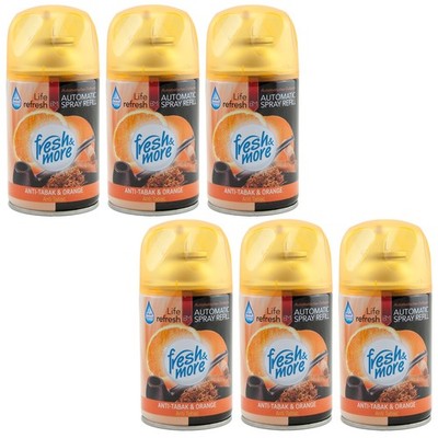 fresh &more Automatic Spray ANTI-TABAK & ORANGE 6x 250ml für Air Wick Freshmatic