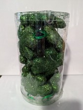 St Patrick's day green glitter shamrock ornaments Irish decor craft supplies