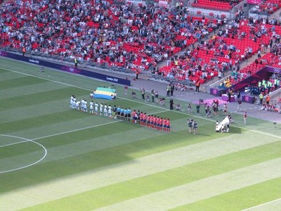 Foto A3 S Korea v Gabun Aufstellung, Olympiade Männerfußball, Wembley The t c2012