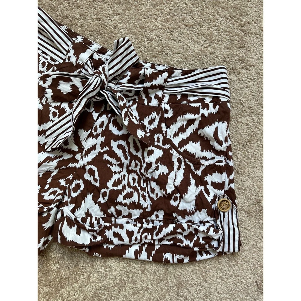 Pantalones Cortos Diane Von Furstenberg 4 Bolsillos con Cinturón Estampado Animal Bohemio Marrón Rayas Foto 3 de 4