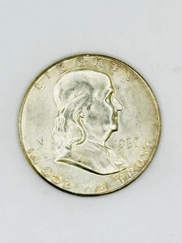 1957 P Franklin Silver Half Dollar Uncirculated 90% BU