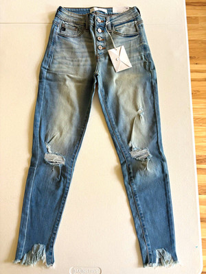 KanCan Women's High Rise Skinny Jeans Light Wash Distressed Denim Size 25