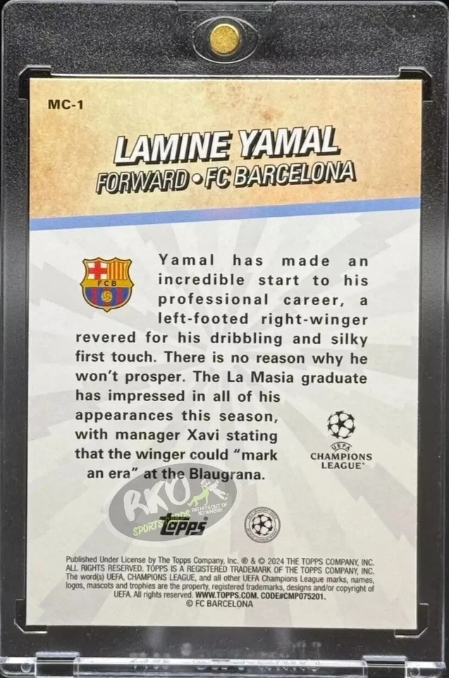 Lamine Yamal RARO REFRACTOR DE CHOQUE NOVATO TOPPS CROMO TARJETA DE INVERSIÓN SSP COMO NUEVO Foto 2 de 3