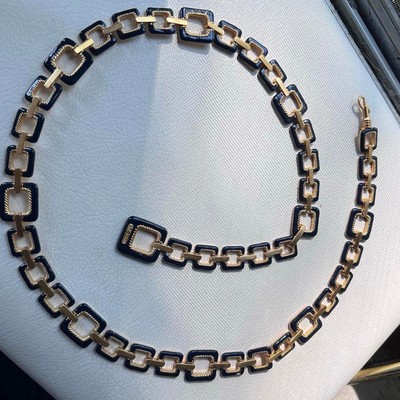 Gold & navy chain metal St. John