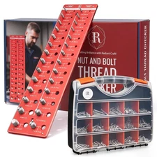 Nut and Bolt Thread Checker with Hardware Organizer box - Wall-Mountable Alum...
