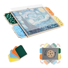 Uimoso 1500 Piece Puzzle Board with Drawer Cover Portable Wooden Jigsaw 34x25 in