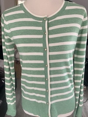 Et Vous Matalan Damen grün/weiß gestreifte Strickjacke Größe 8 neu mit Etikett