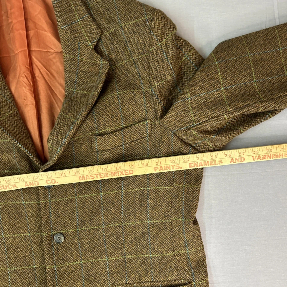 Vintage 90s GAP Virgin Wool 3 Button Blazer Herringbone Check Windowpane Medium - Image 4 of 4