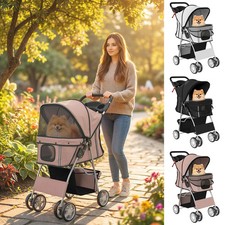 PawHut Pet Stroller Carrier Foldable Deluxe Walk Travel Dog