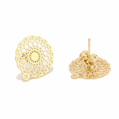 Wholesale 20pcs Gold Tone Stainless Steel Round Earring Post Connector Findings - Picture 2 of 4