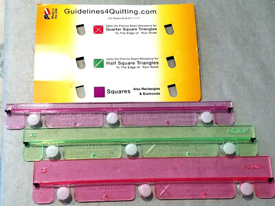 quilting RULER SET Quarter/Half Square Triangles, Squares, Diamonds,, Rectangles