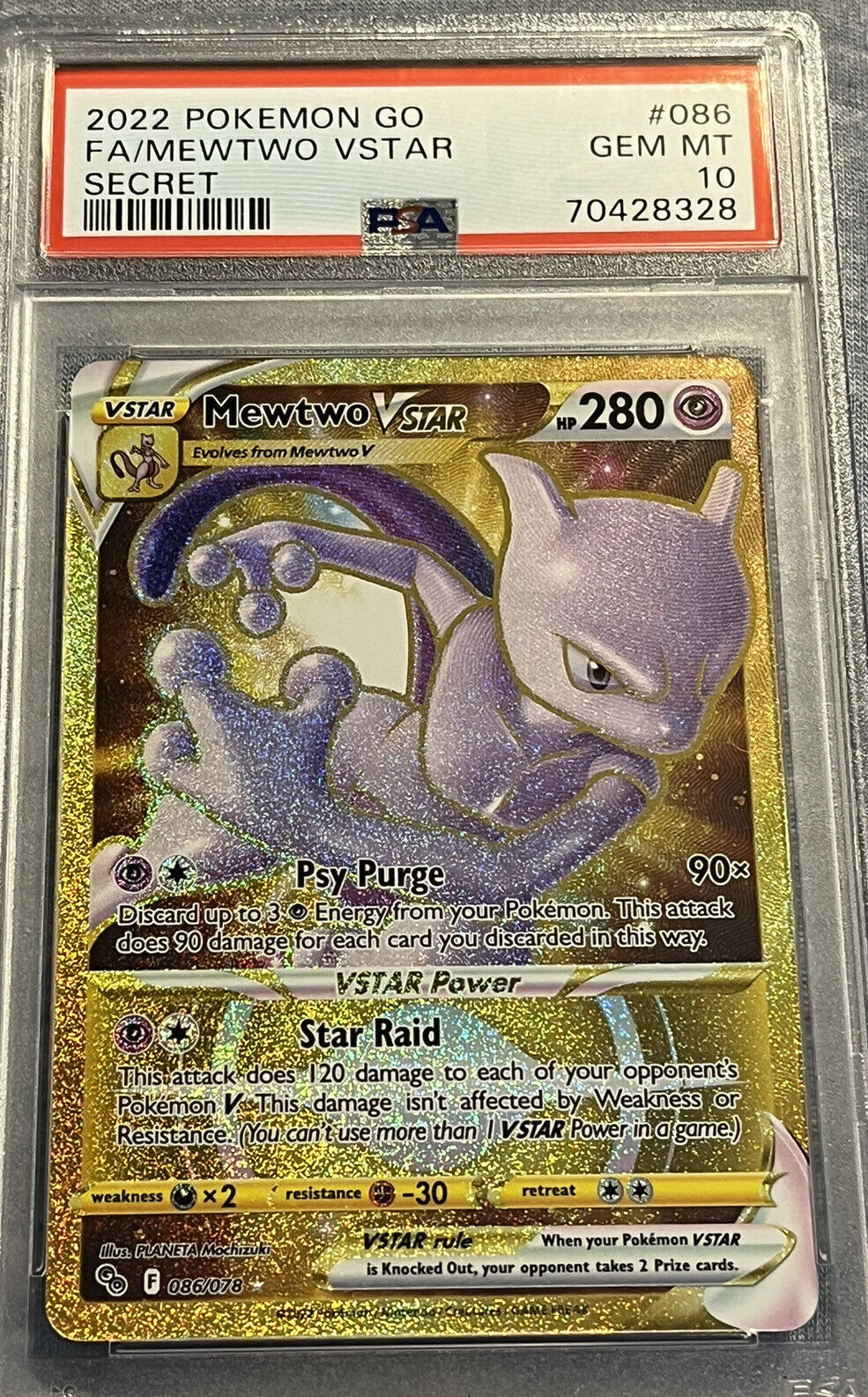 2022 Pokémon GO TCG Mewtwo V 030/078 Holo Ultra Rare PSA 10 GEM MINT