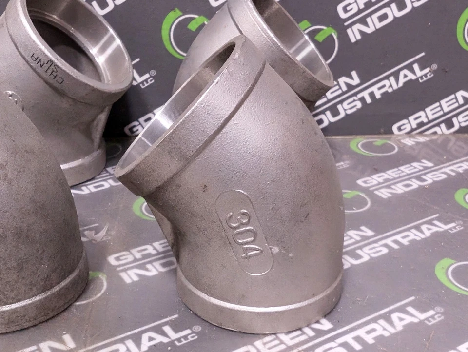 NUEVO Lote de 10 accesorios SCI 45° ángulo codo 304 acero inoxidable sin rosca 1-1/2" Foto 2 de 4