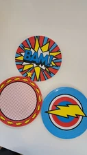 BooginHead BAM Cool Comic Style Melamine Plate set of 3 Super Power BAM Blue/Red