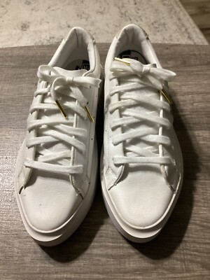 Sleek Ladies Sneakers White LC WAIKIKI Faux Leather Lace-Up