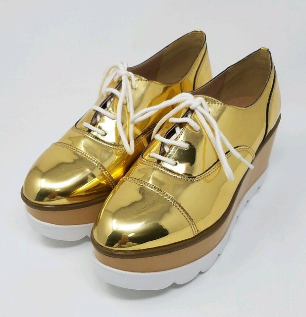 Gold tennis shoes for women with platform Designer Shoes Clee Size 6 eBay