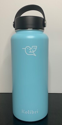 Kolibri Water Bottle Flask Stainless Steel Vacuum Insulated - Flat Lid -  32oz | eBay