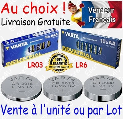 Piles VARTA Alcaline LR03 LR6 INDUSTRIAL / CR2016 CR2025 CR2032 Lithium 3V BULK