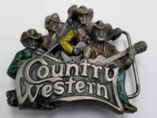 Vintage Brass Belt Buckle Country Western Painted 1981 Bergamot Brass Works USA