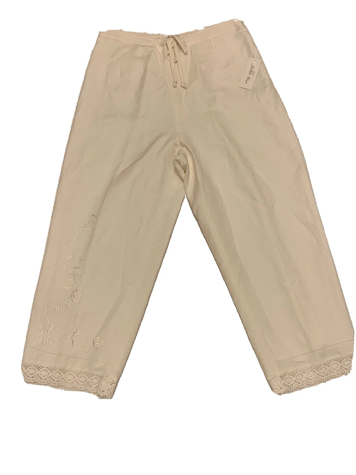 Embroidered Linen Pants for Women