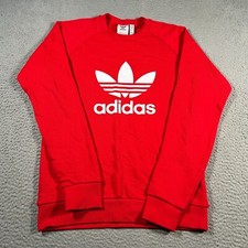 Vintage Adidas Sweatshirt Mens Small Red Originals Trefoil Long Sleeve Crew Neck