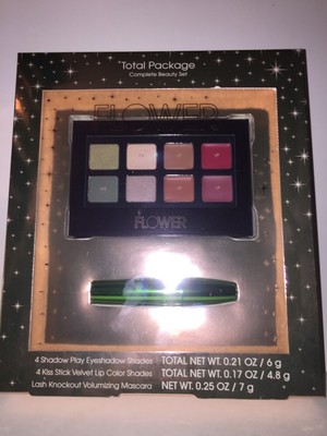 FLOWER''Total Package'' Complete Beauty Set:Cool Eyeshadows/Lip Colors/Mascara NEW