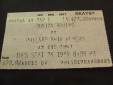 Boston Bruins vs Philadelphia Flyers (9-26-1989) NHL Hockey Ticket Stub 