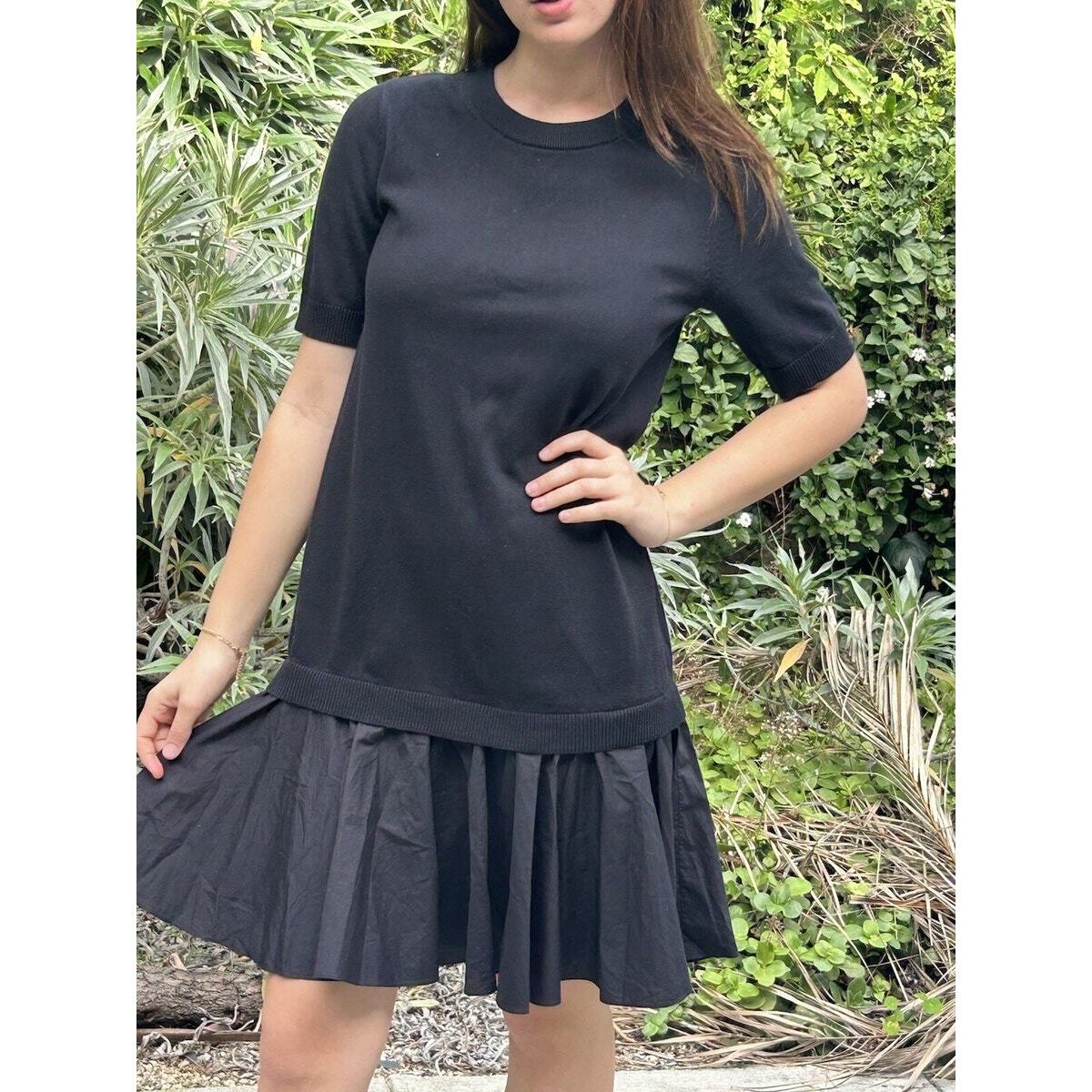 cos layered dress LAYERED LONG-SLEEVED MINI DRESS - BLACK
