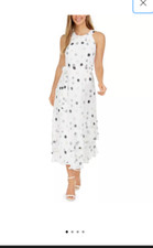 Calvin Klein Polka-Dot Halter Maxi Dress SIZE 6 FLOUNCY RUFFLED TIERS HEMLINE