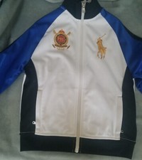 Polo Ralph Lauren Size 7 Big Pony White Blue Jacket Full Zip Front Boys
