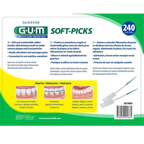 Sunstar GUM Soft Picks Tooth Interdental Cleaning Brushes Travel Case 240 Pack - Picture 2 of 4