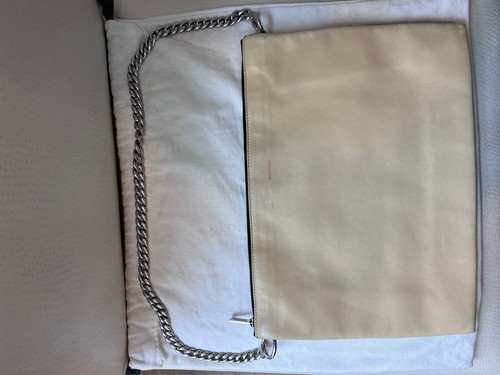 CELINE Trio Bolso de Hombro Bolso de Mano Cartera Cuero Crema Azul Marino Lujo Bloque de Color - Imagen 7 de 8