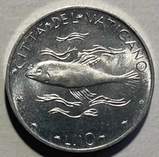 Vatican 10 Lire 1971 (Year IX) - Fish (Ichthys) - Pope Paul VI - Uncirculated
