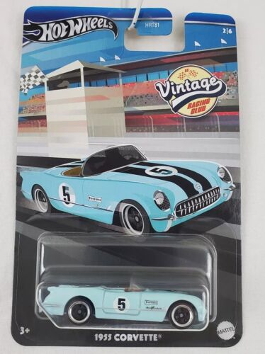 2024 Hot Wheels Vintage Racing Club 1955 Chevrolet Corvette Light Blue NOC