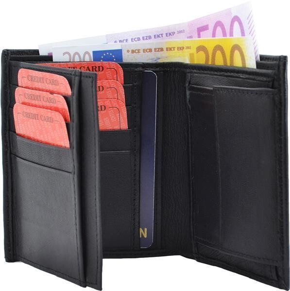 Herren GeldböRse Brieftasche KombiböRse Nappa-Leder 10,0 X 11,5 Cm Schwarz-image