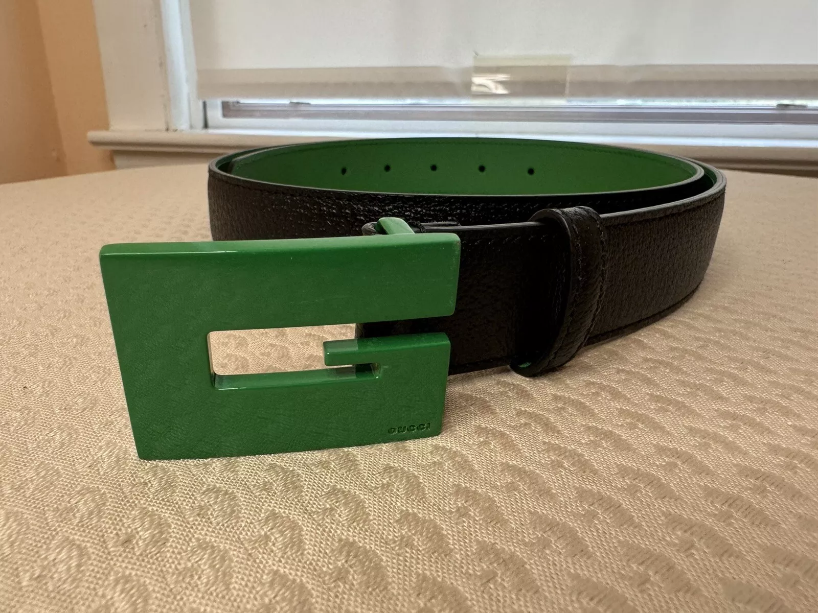 Ceinture Gucci avec boucle G audacieuse verte NEUVE avec dust bag Gucci 90 cm taille 36