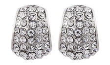 SILVER CLIP ON EARRINGS - stud earring with clear crystals - Willa Bello London