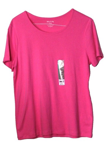 White Stag Women's L(12/14) Black & White Floral Scoop Neck T